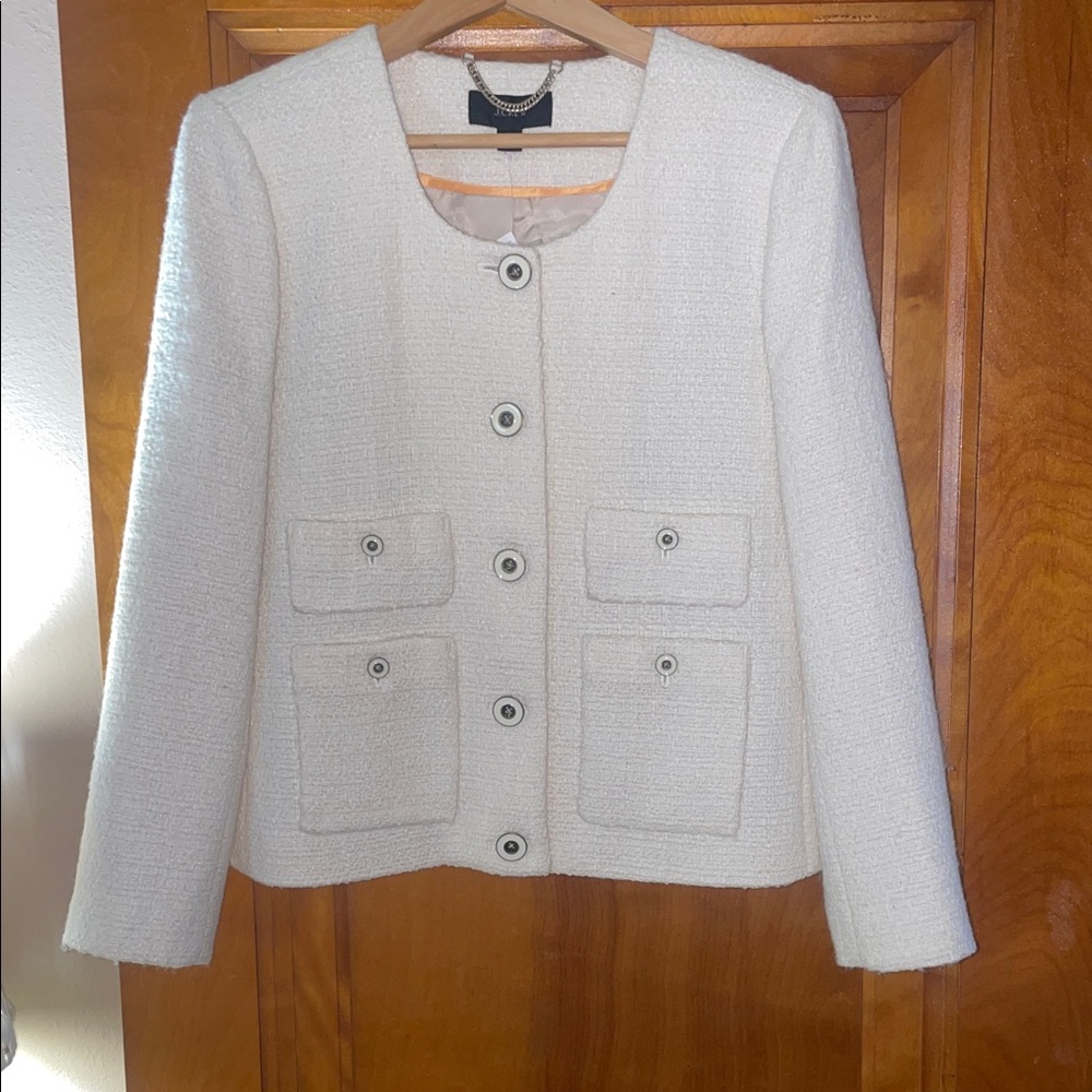 J CREW Lady jacket in maritime tweed Item BA486; ivory; Sz 6; NWT